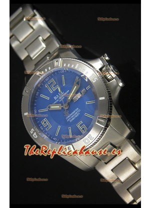Ball Hydrocarbon Spacemaster Reloj Automático Réplica Day Date Dial en Azul - Movimiento Citizen Original