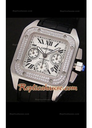 Cartier Santos 100 XL Reloj Cronógrafo Suizo - Reproducción Escala 1:1