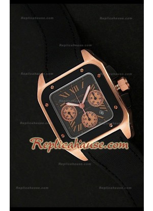 Cartier Santos 100 XL Reloj Crónografo Suizo de Oro Rosa