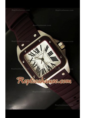 Cartier Santos 100 Reloj Automático Suizo para Señoras en Negro  - 33MM