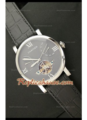 Cartier Tourbllon Reproducción Japonesa del Reloj con Esfera Gris