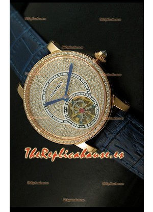 Ronde De Cartier Turbillón Réplica Carcasa de oro rosado/Malla púrpura 