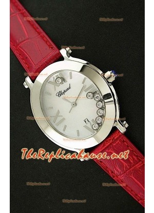 Chopard Happy Sport Reloj Japonés Señoras en Correa de Piel Roja