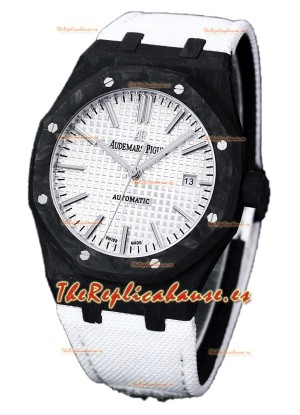 Audemars Piguet Royal Oak Ref.15400 Reloj con Caja de Carbono Forjado Dial Blanco en Réplica Espejo 1:1