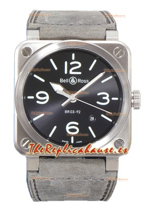 Bell and Ross BR03-92 Dial Gris Acero 904L Reloj Réplica Suiza 