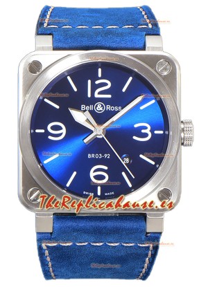 Bell and Ross BR03-A Dial Azul Acero 904L Reloj Réplica Suiza 