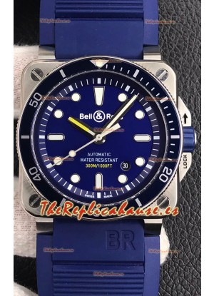 Bell & Ross BR03-92 Buzo Acero Inoxidable Dial Azul Reloj Réplica Suizo a espejo 1:1