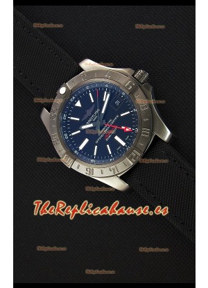 Breitling Avenger II BlackSteel GMT Reloj Réplica Suizo Correa de Nylon Reloj Réplica a Espejo 1:1