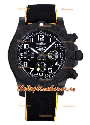 Breitling Avenger Hurricane Chronograph Dial Negro Correa Nylon Borde Amarillo - Revestimiento DLC Reloj Réplica Suiza