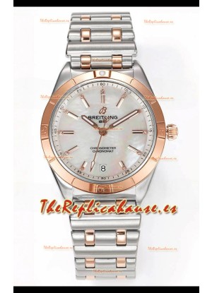 Breitling Chronomat 36MM 2 Tone Caja Oro Rosado Reloj Réplica Espejo 1:1 Dial Perla