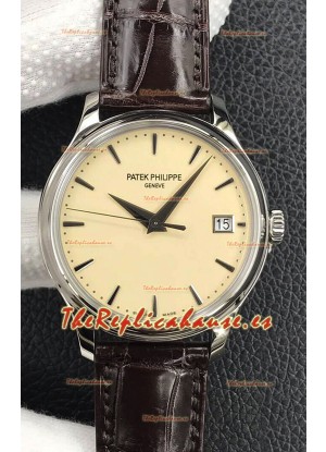 Patek Philippe Calatrava 5227G-001 Dial Amarillo Pálido Reloj Réplica Suizo a Espejo 1:1 Caja Acero