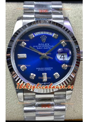 Rolex Day Date 36MM M128239-0023 Acero 904L en Dial Azul Réplica a Espejo 1:1
