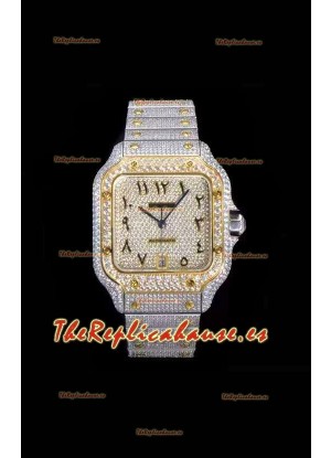 Santos De Cartier Reloj Réplica Suizo con Diamantes incrustados, Dial en dos Tonos de color 40MM