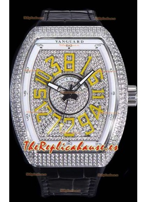 Franck Muller Vanguard Edición Crazy Hours Reloj Réplica Suizo - Numerales Amarillos