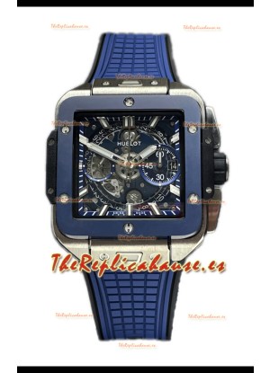 Hublot Square Bang Unico Titanium Reloj Cerámica Azul Cronógrafo Réplica Espejo 1:1