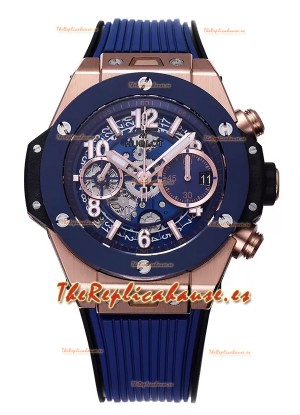 Hublot Big Bang Unico Caja de Oro Rosado Azul Edición Reloj Réplica Suizo a Espejo 1:1
