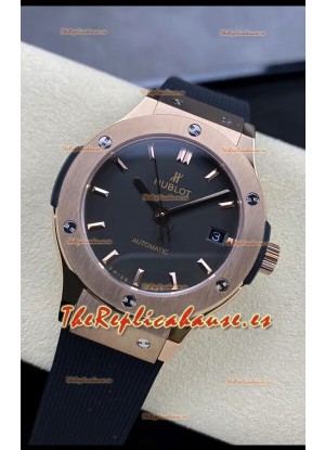 Hublot Classic Fusion Reloj Réplica Espejo 1:1 en Caja de Acero 904L Oro Rosado Dial Negro 38MM