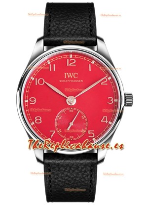 IWC Portugieser Automático 40 IW358310 Dial Rojo Acero Inoxidable Reloj Réplica Espejo 1:1  