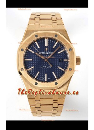 Audemars Piguet Royal Oak 15400 41MM Dial Azul Acero 904L Oro Rosado Movimiento CALIBRE 3120 Réplica a Espejo 1:1