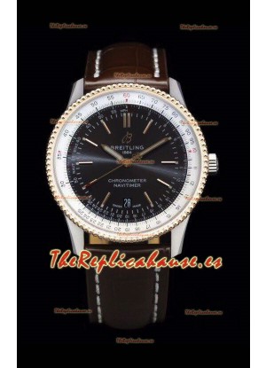 Breitling Navitimer 1 Automatic Reloj Réplica Suizo Dial en Marrón Bisel Oro Rosado