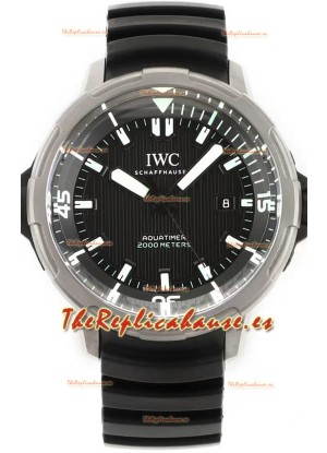IWC Aquatimer IW358001 Titanium Reloj Réplica Suizo a Espejo 1: 1 Dial Negro Correa de Goma