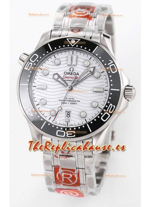 Omega Seamaster 300M Master Chronometer Reloj Suizo Blanco Acero 904L Reloj Réplica a Espejo 1:1