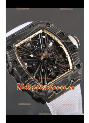 Richard Mille RM12-01 Caja Fibra de Carbono Genuino Movimiento Tourbillon Reloj Réplica a Espejo 1:1