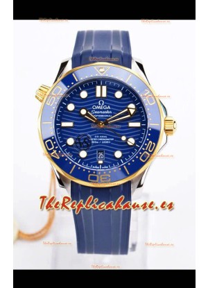 Omega Seamaster 300M Co-Axial Master Chronometer Dial Azul Caja de Dos Tonos Réplica Espejo 1:1