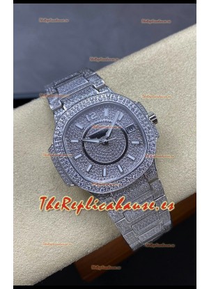 Patek Philippe Nautilus 7010 Pavimentado en Diamantes Acero Inoxidable  32MM Réplica Espejo 1:1 - Diamantes Genuinos