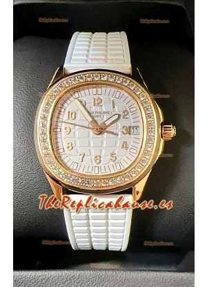Patek Philippe Superclone Aquanaut 5072R Reloj Pavimentado en Moissanitas en Caja Oro Rosado