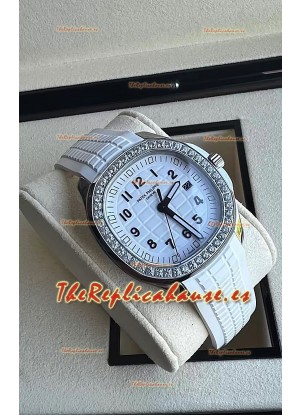 Patek Philippe Aquanaut 5267 Réplica Suizo Dial Blanco Dial en Acero Inoxidable Bisel Diamantes 38.5MM