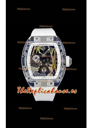 Richard Mille RM26-01 Tourbillon Panda Caja en Zafiro Transparente - Réplica Super Clone