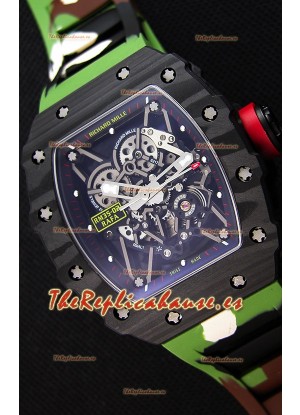 Richard Mille RM35-02 Rafael Nadal Caja de Carbón Forjado con Correa de Goma tipo Camuflaje
