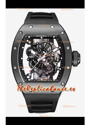 Richard Mille RM055 Caja Cerámica Negra Reloj Réplica a Espejo 1:1 Correa Negra
