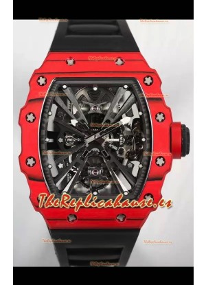 Richard Mille RM12-01 Caja Fibra de Carbono Genuino Movimiento Tourbillon Reloj Réplica Espejo 1:1