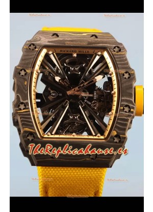 Richard Mille RM12-01 Caja de Fibra de Carbono Genuino Movimiento Tourbillon Reloj Réplica a Espejo 1:1