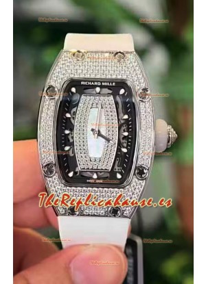 Richard Mille RM007 Pavimentado en Diamantes Dial Negro Acero 904L Superclone Reloj Suizo