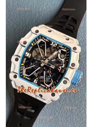 Richard Mille RM35-03 Edición Rafael Nadal Caja Fibra de Carbono Blanca Reloj Réplica Espejo 1:1 Correa Negra