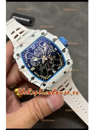Richard Mille RM35-03 Edición Rafael Nadal Caja Fibra de Carbono Blanca Reloj Réplica Espejo 1:1 Correa Blanca