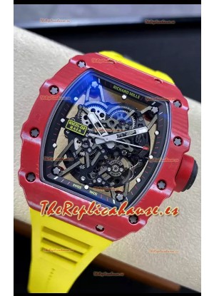 Richard Mille RM35-02 Rafael Nadal Caja de Fibra de Carobono Roja Red con Genuino Tourbillon Reloj Super Clon