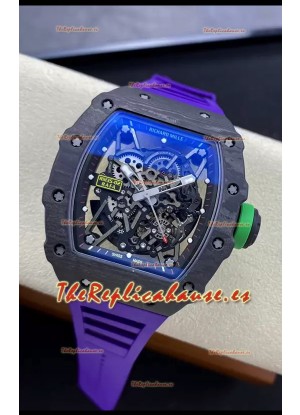 Richard Mille RM35-02 Rafael Nadal Caja de Fibra de Carbono con Tourbillon Genuino Reloj Super Clone