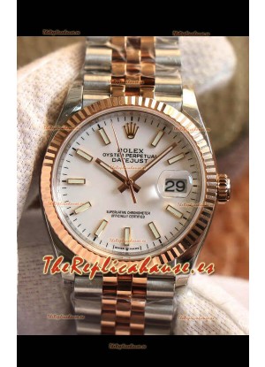 Rolex Datejust 36MM Movimiento Cal.3135 Reloj Réplica Suizo en Acero 904L Caja en Dos Tonos Dial Blanco
