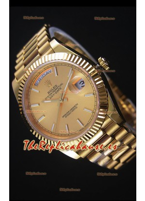 Rolex Day Date Reloj Réplica Japonés - Caja en Oro Amarillo Dial en Oro 40MM