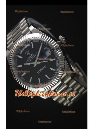 Rolex Day Date Reloj Réplica Japonés - Dial Negro Caja en Acero - 40MM