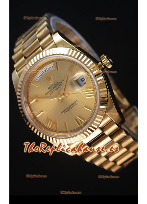 Rolex Day Date Reloj Réplica Japonés - Caja en Oro Amarillo Dial en Oro 40MM