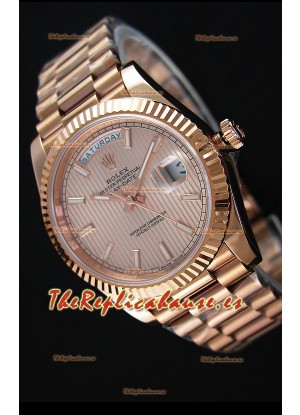 Rolex Day Date Reloj Réplica Japonés - Caja en Oro Rosado Dial en Oro 40MM