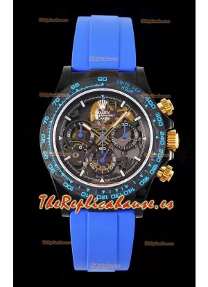 Rolex Daytona Azul Blaken Reloj Réplica Suizo a Espejo 1:1 Dial Skeleton Movimiento Cal.4130