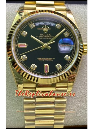 Rolex Day Date 128238 Presidential Reloj Oro Amarillo 18K 36MM - Dial Negro Calidad a Espejo 1:1