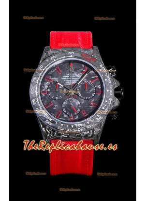Rolex Daytona DiW Edición "Todo Negro/Rojo" Caja de Carbono Forjado Réplica a Espejo 1:1