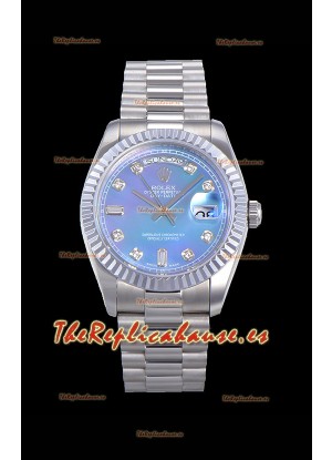Rolex Day Date Watch en Dial Azul con Numerales de Hora Diamantes Movimiento ETA - Acero 904L